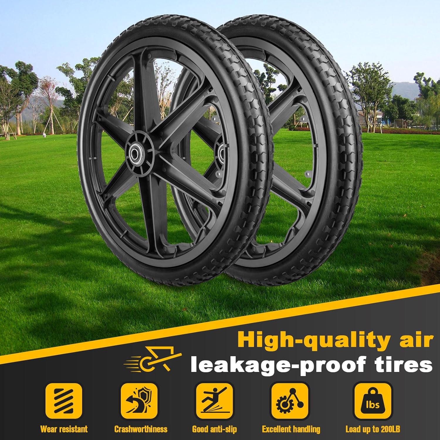 20 Flat Free Wheels Compatible with rubbermaid Wheelbarrow Tires (5/8 inch bearing)